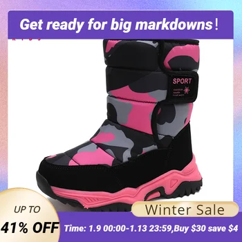 Copii Cizme De Iarna Pentru Fete Baieti Cizme De Zăpadă În Aer Liber Sport Pantofi De Bumbac Copilul Încălțăminte De Moda Impermeabil Copii De Înaltă Cizme De Pluș