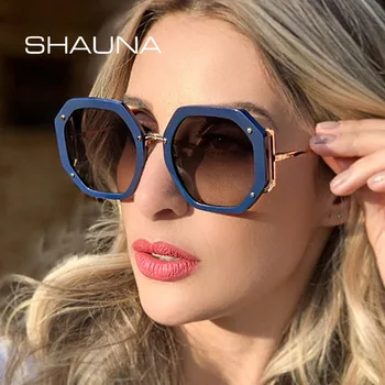 SHAUNA Supradimensionat Hexagon ochelari de Soare pentru Femei Brand Designer de Moda Gradient Nuante UV400