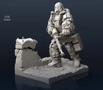 1/35 Rășină Figura Kit Model Futurist Super Soldat Artilerist Cu Masca Nevopsite