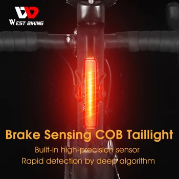 VEST Biciclete Inteligent de iluminare din Spate Auto Start/Stop de Frână de Detectare Biciclete Lumina Impermeabil USB de Încărcare Ciclism Far Bicicleta cu LED Lumina
