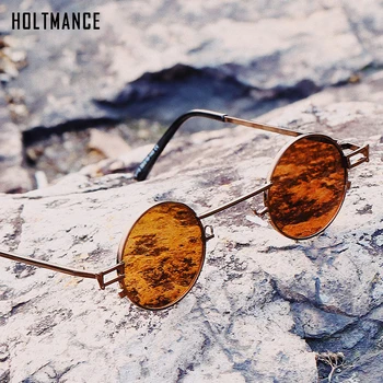 Retro Mici, Rotunde Steampunk ochelari de Soare Vintage Clar Rosu Fumurii Ochelari de Soare Femei UV400 oculos de sol masculino