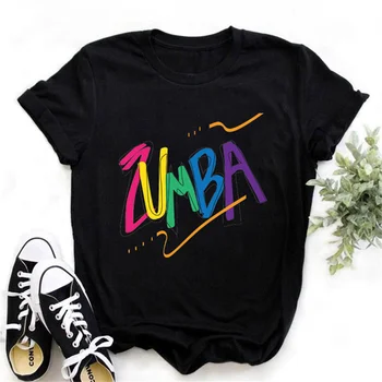 Moda Zumba Dans Amuzant Print T Camasa pentru Femei de Top de Vară de Moda Harajuku Tricou Topuri de Bază O-neck Tricou Alb scurt Femeie T-shirt