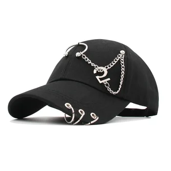 Moda Hip Hop Bumbac Sepci De Baseball Coreean Creative Piercing-Ul Inel Snapback Pălării Solid Reglabil Unisex Tata Călătorie În Aer Liber Capac