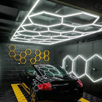 Transport gratuit Hexagon Atelier de Lumină LED 6500K Alb 2.4*4.8 M pentru Garaj Auto de Îngrijire Vinil Folie Rola Magazin/Auto Detailing Shop