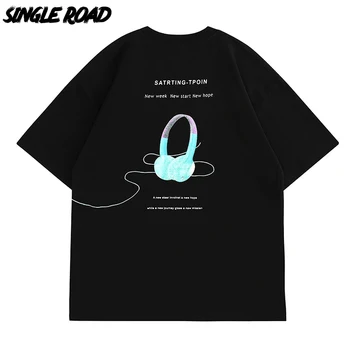 Singur Drum Bărbați Supradimensionate T-Shirt pentru Bărbați Plus Dimensiune 2022 Cască Print Hip Hop Y2K Streetwear Harajuku Bumbac Tricou Pentru Bărbați