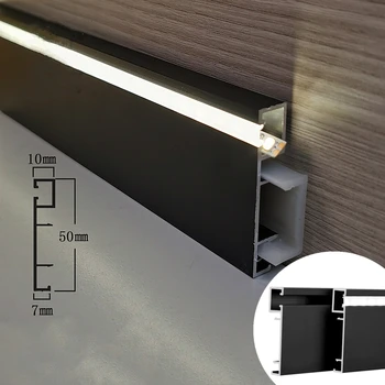 1M/buc H50mm Invizibil CONDUS Plinte Linie Bar Lampa de Montare pe Suprafață Profil de Aluminiu Canal Bord Podea Acasă Decor de Perete Benzi de Lumină