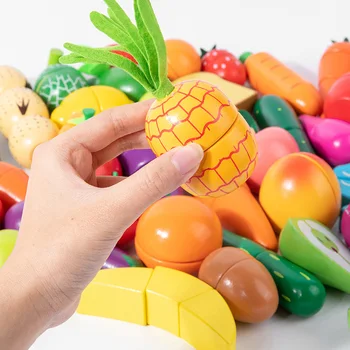 Simulare De Bucătărie Pretinde Jucărie Joc Magnetic Din Lemn De Tăiere De Fructe, Legume Joc Clasic Montessori Jucarii Educative Pentru Copii