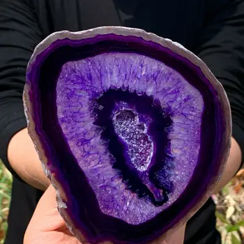 Frumos Vopsite Violet Agat Felie De Cristal Natural Lespede Model Unic De Vindecare De Energie Cuarț Cadou