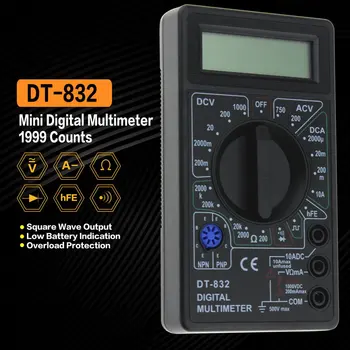DT-832 Mini Multimetru Digital de Buzunar 1999 Contează AC/DC Volt Amp Ohm Diodă hFE Tester de Continuitate Ampermetru Voltmetru Ohmmetru