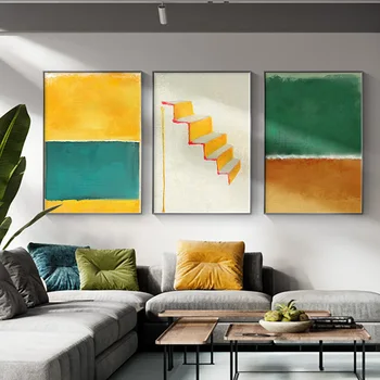 Rezumat Galben și Verde, Arta de Perete Printuri Minimalist Combinat Pictura de Perete pentru Living Studio de Artă pline de culoare Home Deco