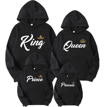 2022 Rege, Regina, Print Printesa de Imprimare de Familie Pulover Costum de Cuplu Hanorac Părinte-copil Îmbrăcăminte Sportwear cu Gluga Sweatershirt