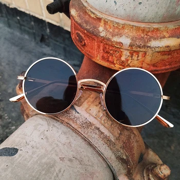 Gotic Steampunk Bărbați ochelari de Soare Femei Rotund de Metal de Epocă Nuante de Brand Designer de ochelari de Soare Roz Oglindă de Înaltă Calitate UV400 Noi