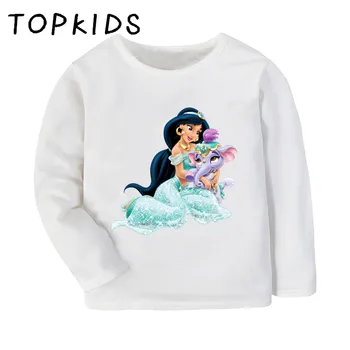 Printesa Disney Aladdin Jasmine Grafica de Desene animate pentru Copii T-shirt pentru Copii Drăguț Haine Copii Baieti Fete Maneca Lunga tricou,LKP5494
