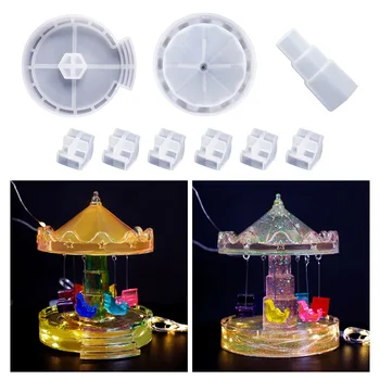 DIY Cristal Rășină Epoxidică Mucegai Lumina de Noapte Rotativ Flying Scaun Ornament Mucegai Silicon