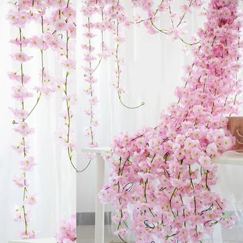 235cm Mătase Sakura Cherry Blossom de Viță de vie Ivy Artificiale Fals Sakura Rattan Agățat de Perete Ghirlande DIY Cununa de Mireasa Arc Decor Acasă