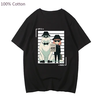 Anya Falsificator Spion x Familiei Tricou de Moda Casual Negru T-shirt Harajuku Graphic Tee-tricou cu Maneci Scurte din Bumbac 100% Streetwear