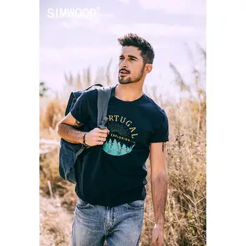 SIMWOOD 2022 vara noi t-shirt pentru bărbați model de imprimare o-neck bumbac 100% tricou maneca scurta slim fit Tricouri topuri de moda SJ170040