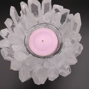 Naturale cristal cluster de Cristal Suport de Lumanare Rotund MANUAL de Mediere Protecție Vindeca