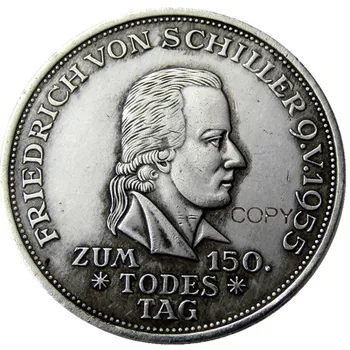 DE(15)Germania, Republica Federală, 5 Mark, 1955 F Placat cu Argint Copia Fisei