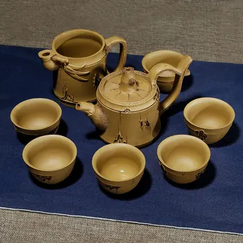 Bambus Secțiunea Lut Violet Set De Ceai Autentic Pur Manual Ceainic Chinezesc Yixing Zisha Oală De Apă Ceașcă De Naștere. Teaware Cadou