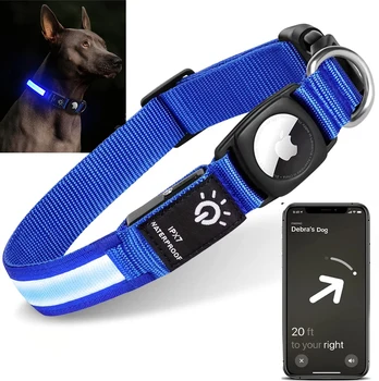 Pentru Apple Airtag GPS Finder Condus Guler de Câine rezistent la apa Lumina USB Exigibilă de Înot de Noapte Strălucitoare Pentru Apple Aer Tag Tracker Caz