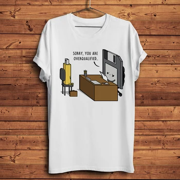 Supracalificat fi concediat de Floppy Disk amuzant tricou bărbați vară nou alb casual homme cool Digital geek tricou unisex