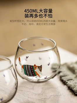 Japoneze Rotund de Sticlă Ceașcă de Desene animate Drăguț Lapte Pahar de Sticlă Cupa Desert de mic Dejun Modernă Kubek Face Kawy Produse de uz Casnic BL50BL