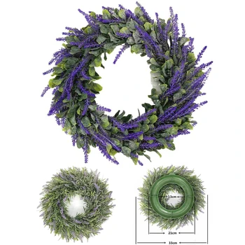 33/40cm Fals Lavanda Agățat Coroană de flori din Plastic Simulare Ghirlanda Lavanda Petrecere de Crăciun Ornament Pentru Ușă Față Nunta Acasă