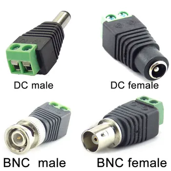 5pcs 12V BNC DC masculin feminin adaptor priza de putere de aprovizionare Conector de 5.5X2.1MM Conectori Coaxial Cat5 pentru Benzi cu Led-uri Lumini aparat de Fotografiat CCTV