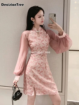 2022 chineză rochie stil chinezesc domnisoara de onoare rochie de mireasa rochie orientale mandarin guler elegant qipao stil cheongsam dressup