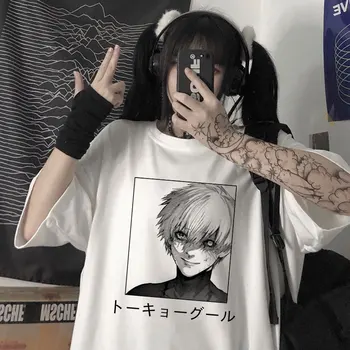 Femei Tricou Drăguț Desene animate Fierbinte Anime Japonez cu Maneci Scurte T-shirt Tokyo Ghoul Kaneki Ken Graphic Tee Supradimensionate t-shirt Femei