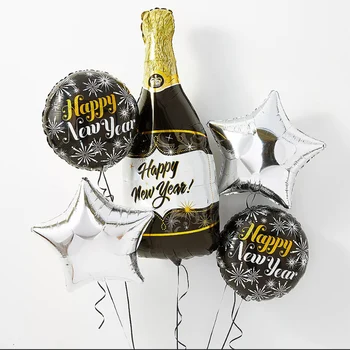 5pcs 2023 An Nou Fericit Sticlă Baloane Folie Negru Stele de Aur Ballon de Crăciun, de Anul Nou Eveniment Partidul Decor Consumabile Globos