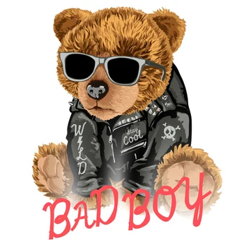 Rock Cool Bear Patch de Fier pentru transfer termic pentru Îmbrăcăminte Thermoadhesive Patch-uri Autocolante pe Haine Diy Bărbați Băiatului T-shirt Aplicatii