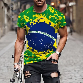 Men ' s T-shirt Moda de Vara cu Maneci Scurte 3D Rotund Gat Cămașă de Moda pentru Bărbați T-shirt