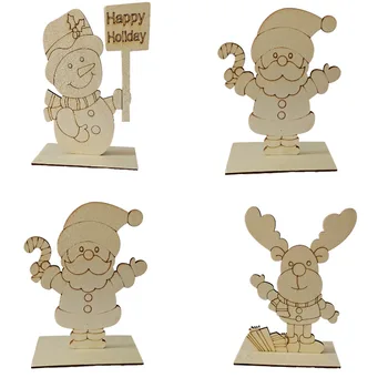 1 Set Decoratiuni de Craciun pentru Copii Pictura Alb Embrion DIY Placa de Lemn cu Mos Craciun Masă de Creatie Ornamente