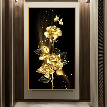 Golden Rose 5d Diamant Tablou Plin de Diamante Broderie Mare Birou Living Decor Acasă Diamant cruciulițe Kituri