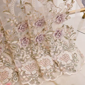 Nunta Decor Acasă De Lux Europene Relief Flori Duble Roz Perdele De Catifea, Draperii Opace Pentru Camera De Zi Dormitor #4