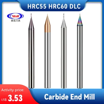 SENO HRC55 HRC60 Aluminiu Micro Pătrat EndMill 2 Fluiere 0.2-0.9 mm Flat Shank Milling Cutter DLC Acoperire Mirco Carbură CNC Instrument