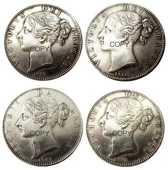Un set de(1839-1847) 4buc Regina Victoria Tinere Cap Coroana de Argint în Monede Marea Britanie Copia Decora Monede